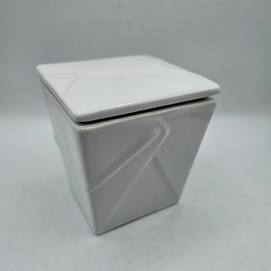 White Ceramic Chinese Take Out Style Lidded Canister