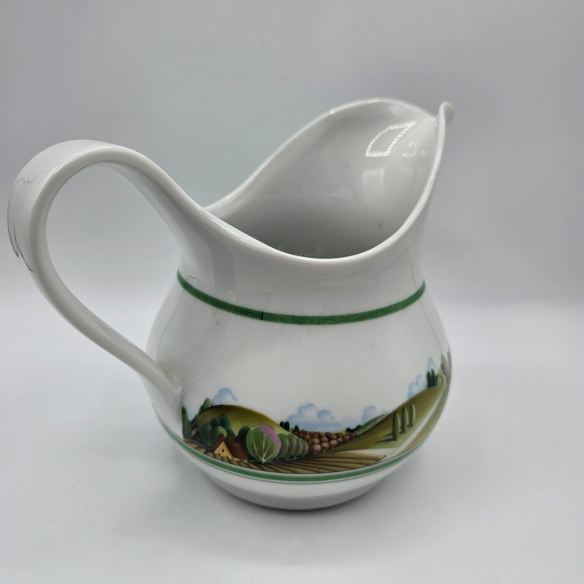Estee Lauder 1980 Porcelain Creamer Pitcher Jug with Italian Countryside Design