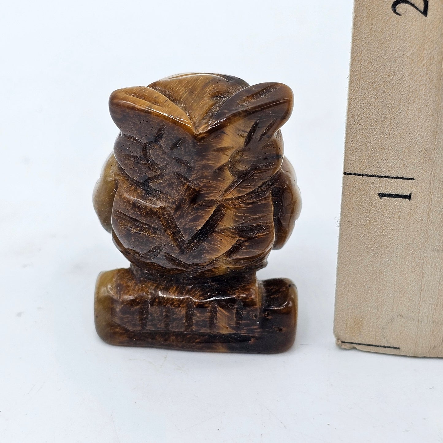 Tigers Eye Carved Stone Owl Fetish Animal