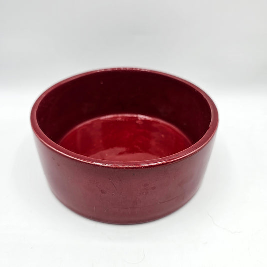 Vintage Red Glazed Ceramic Pottery Dish - Made in USA (not water tight)