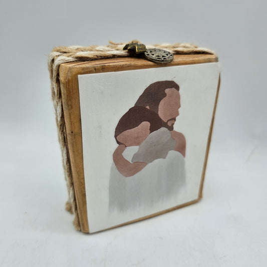 Willow Tree Style Decorative Block with Jesus and Child and Inspirational Quote