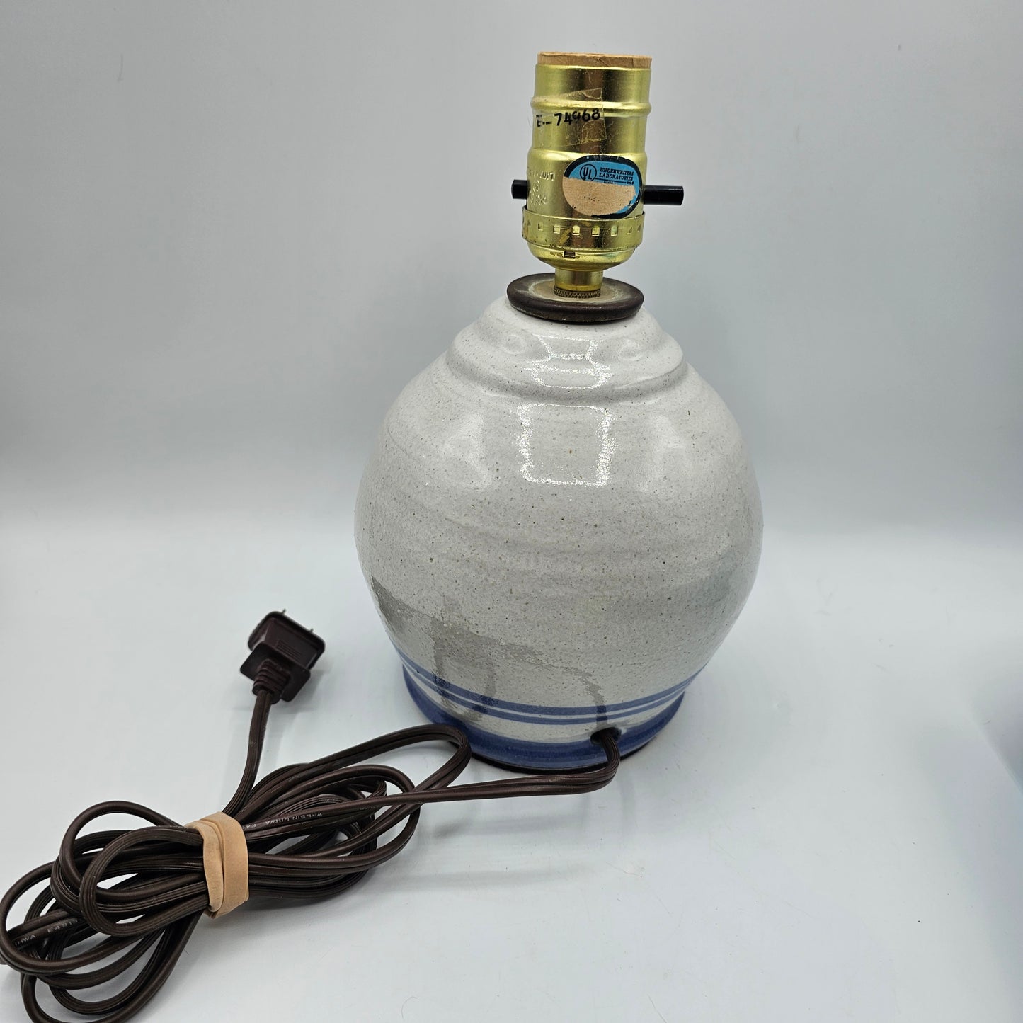 Glazed Pottery Table Lamp with Iris Flower Design - #1