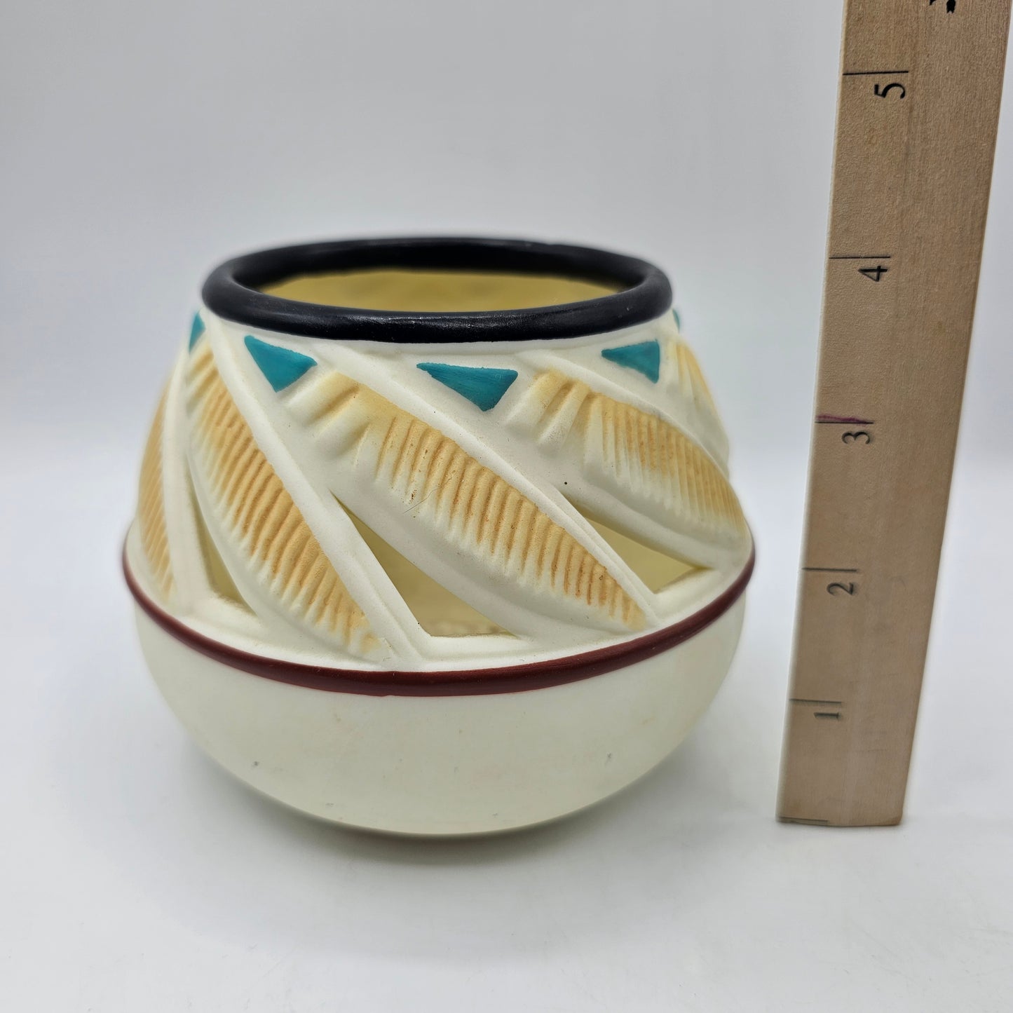 PartyLite Southwest Feather Pot Ceramic Votive or Tealight Candle Holder
