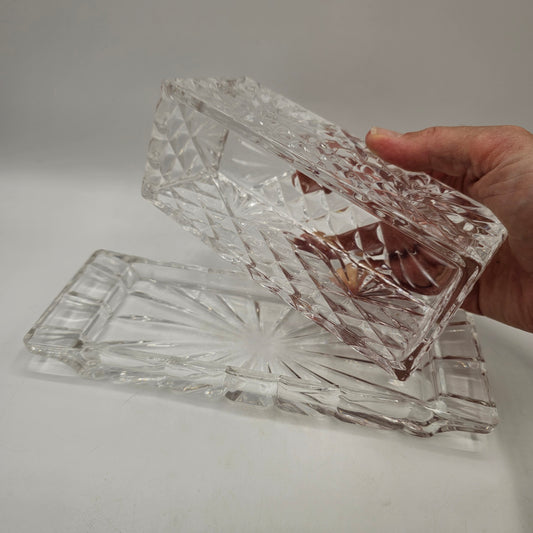 Vintage Covered / Lidded Crystal Butter Dish by Shannon Crystal of Ireland