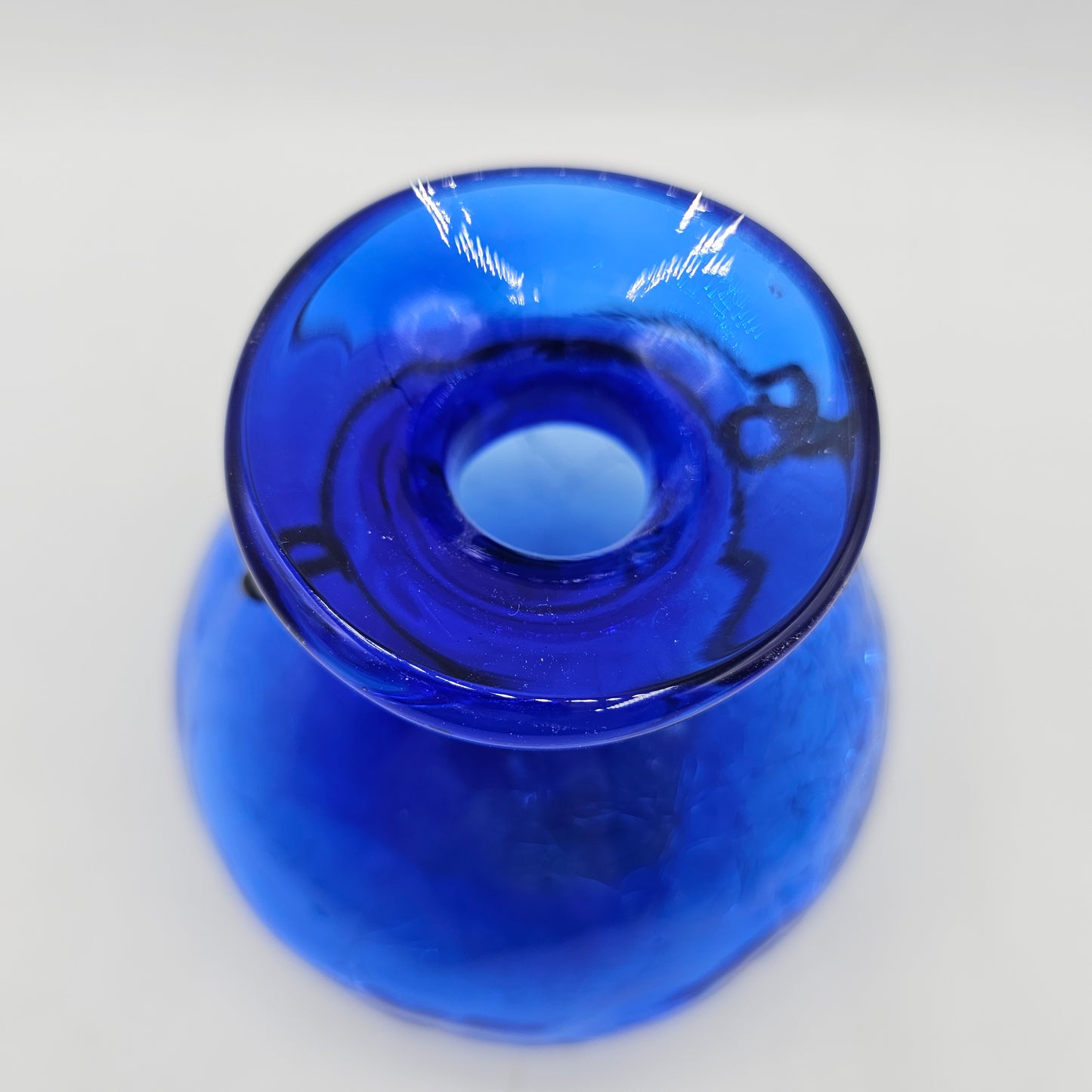 Cobalt Blue Crackle Glass Plant or Candle Holder