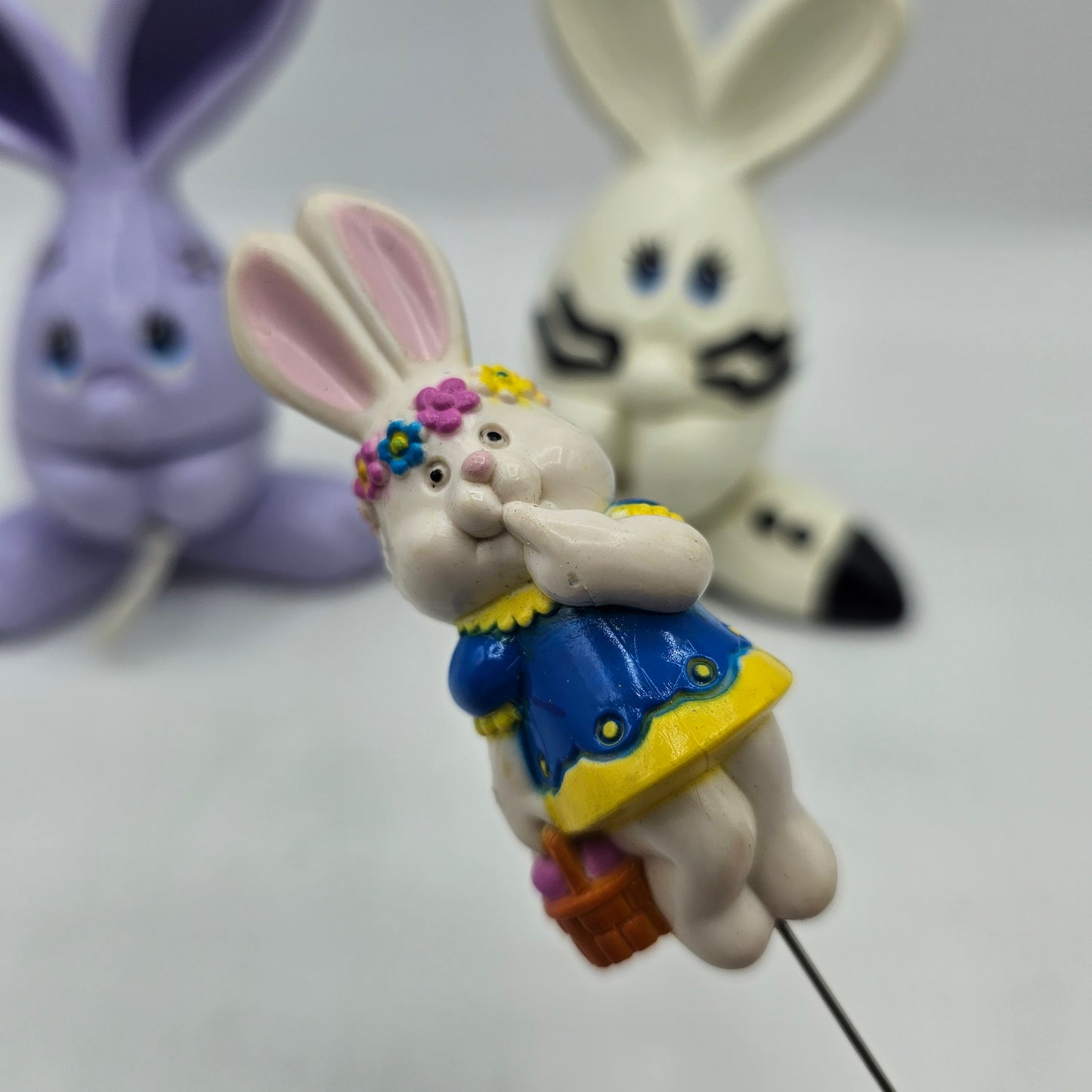 Easter Bunny Lidded Trinket Boxes and Egg Dipper