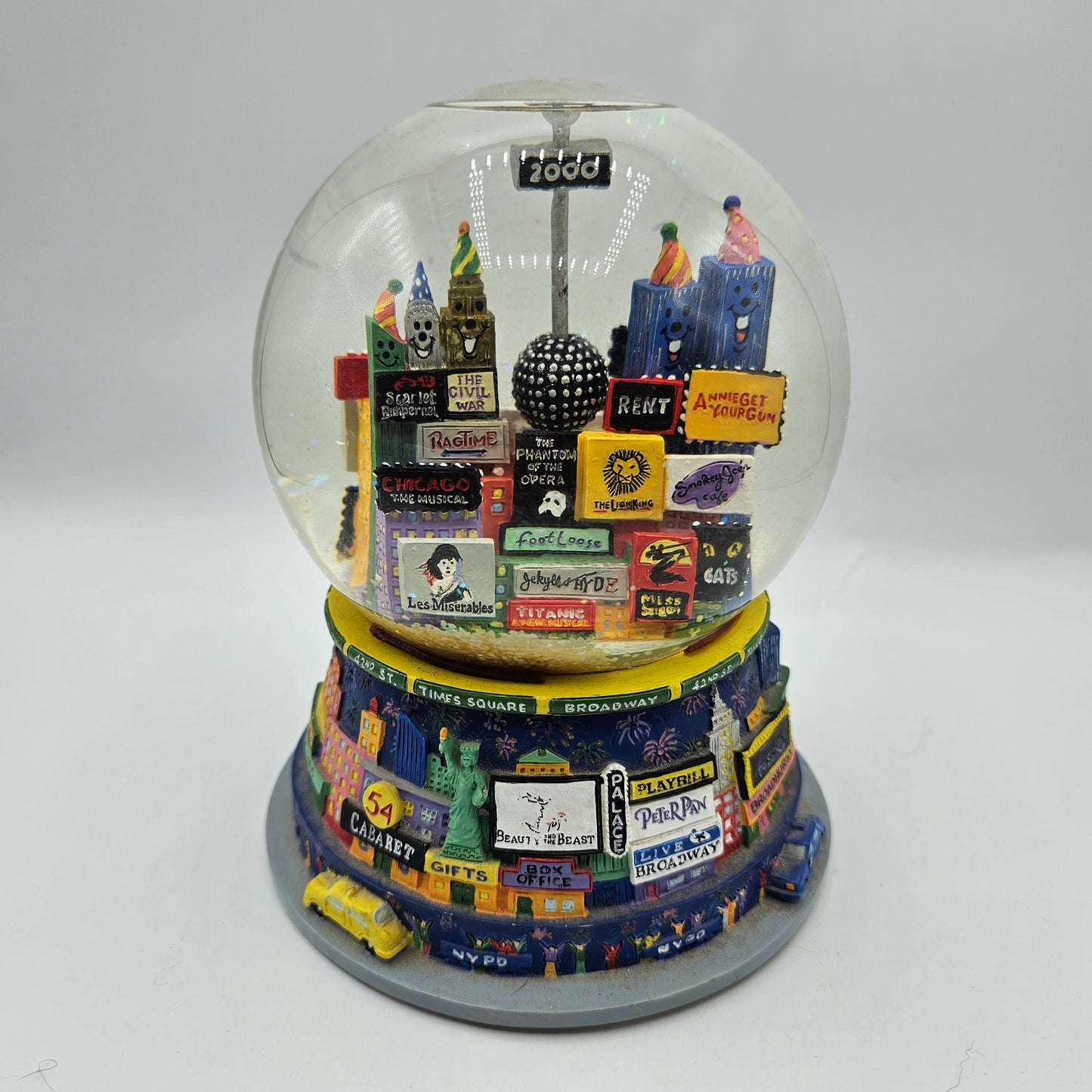 Vintage Broadway Musical  Times Square 2000 New York City Skyline Musical Snow Globe
