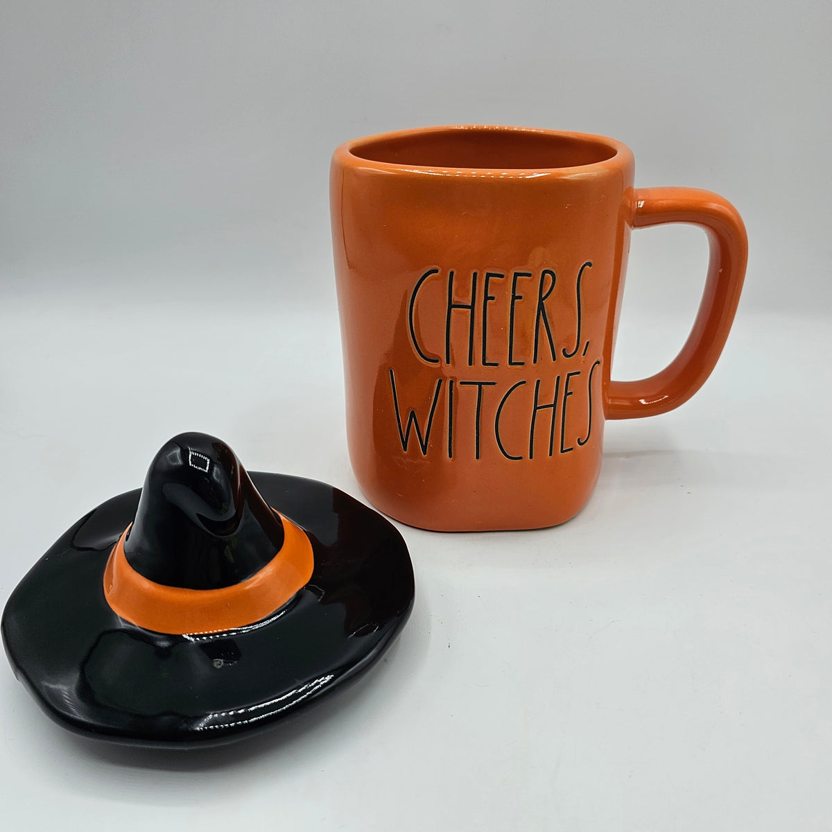 Rae Dunn "Cheers Witches" Ceramic Mug with Witches Hat Lid