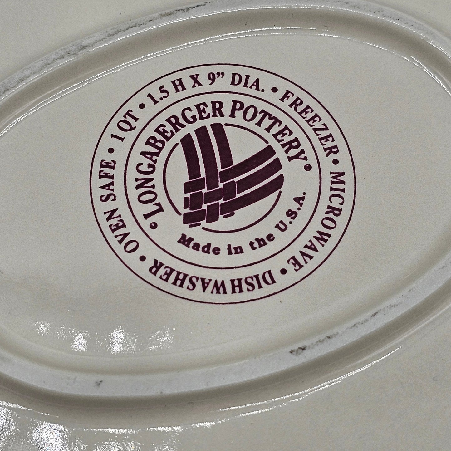 Longaberger Pottery Woven Traditions Red Tart Dish Ceramic Quiche Baker 9"x1.5"