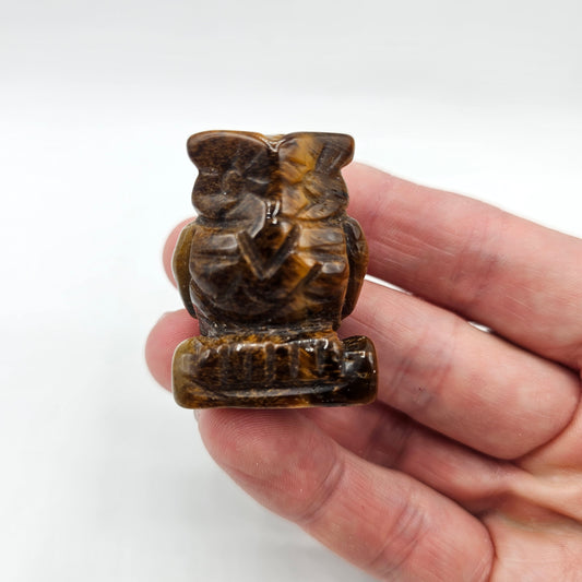 Tigers Eye Carved Stone Owl Fetish Animal