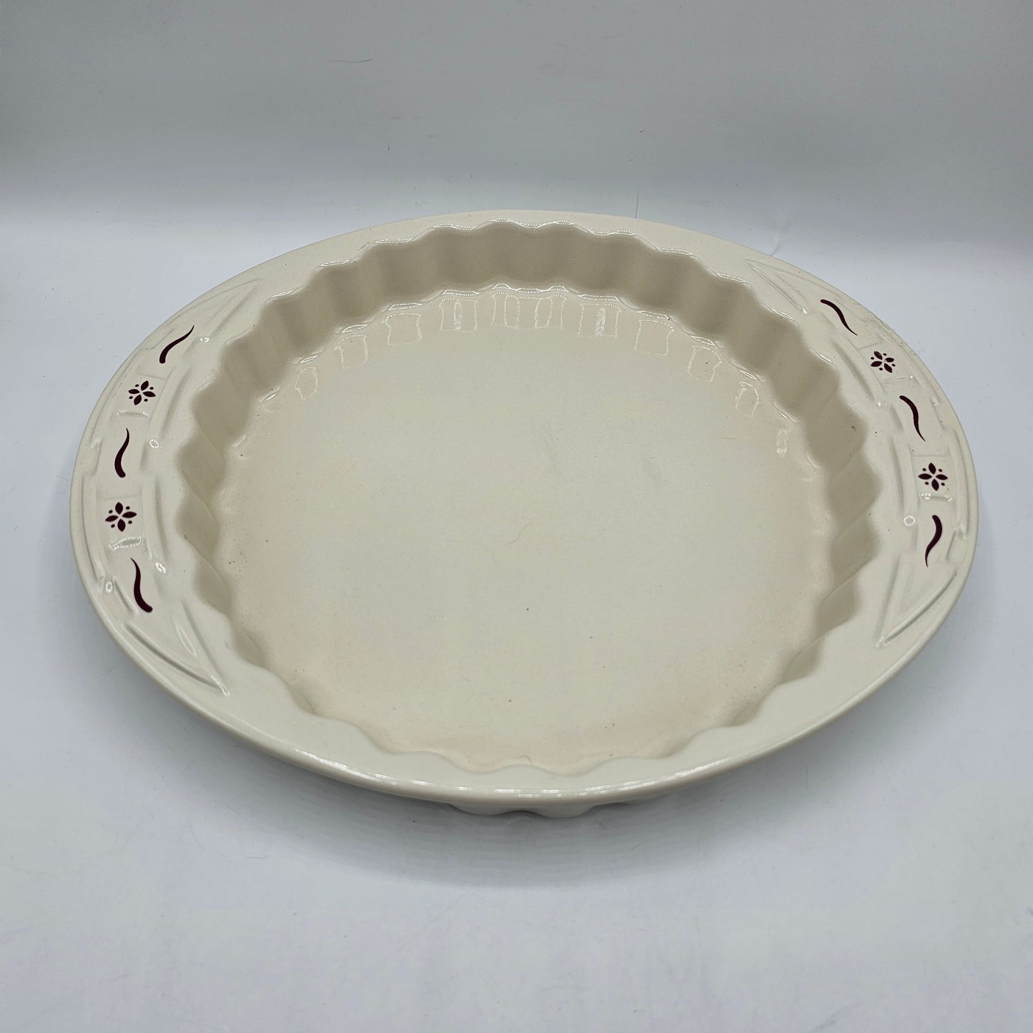 Longaberger Pottery Woven Traditions Red Tart Dish Ceramic Quiche Baker 9"x1.5"