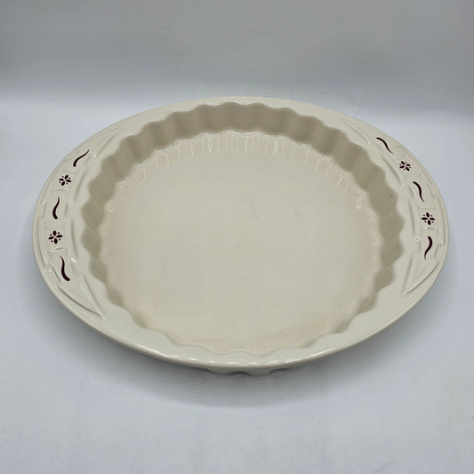 Longaberger Pottery Woven Traditions Red Tart Dish Ceramic Quiche Baker 9"x1.5"
