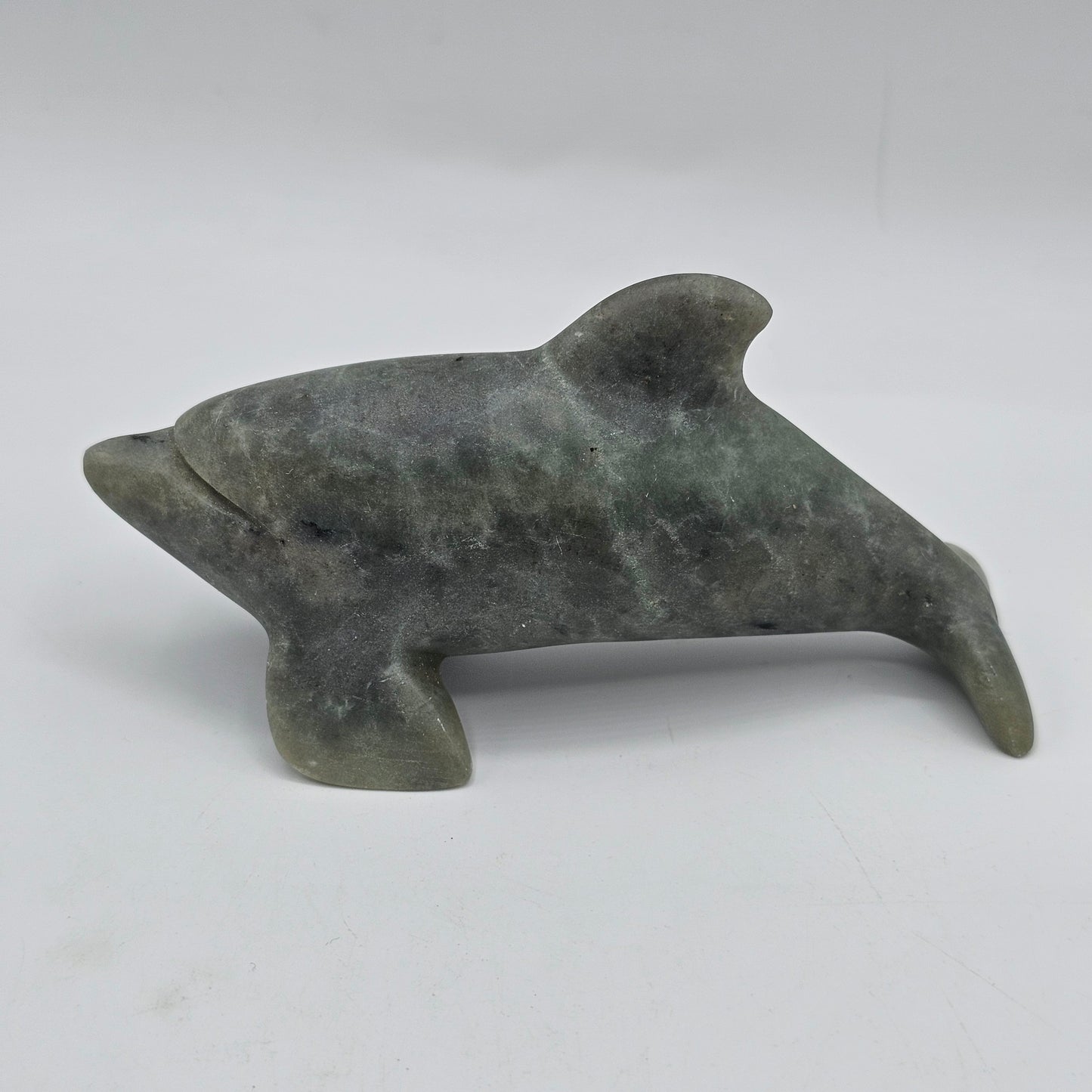 Red Sky Studios Polished Gray Stone Killer Whale Native American Fetish Figurine - Signed, 2005