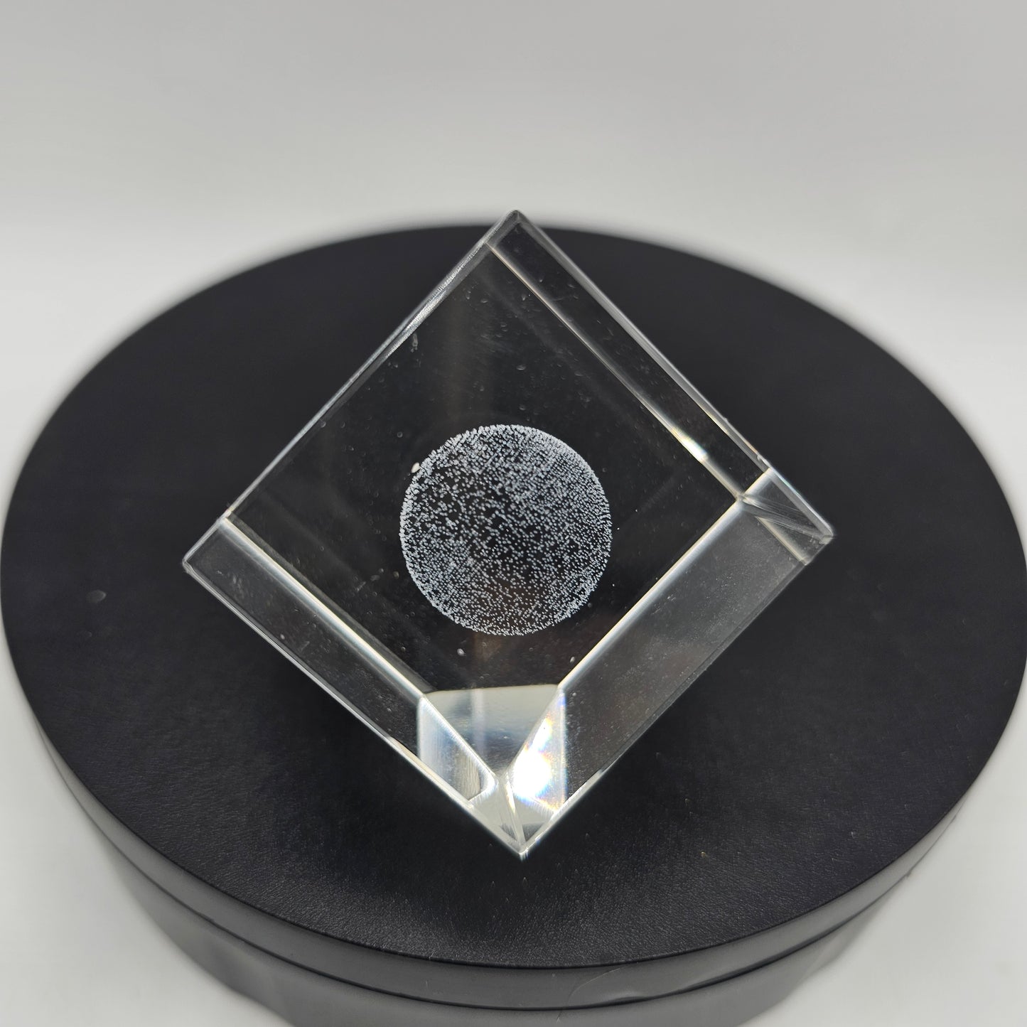 3D Crystal Glass Paperweight with Laser Etched Earth or Moon Design