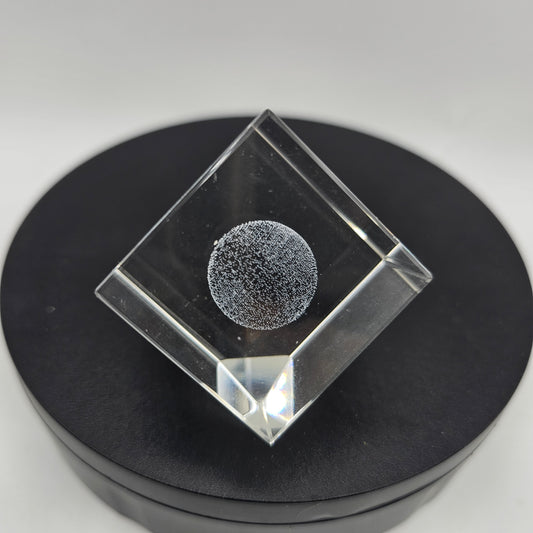 3D Crystal Glass Paperweight with Laser Etched Earth or Moon Design