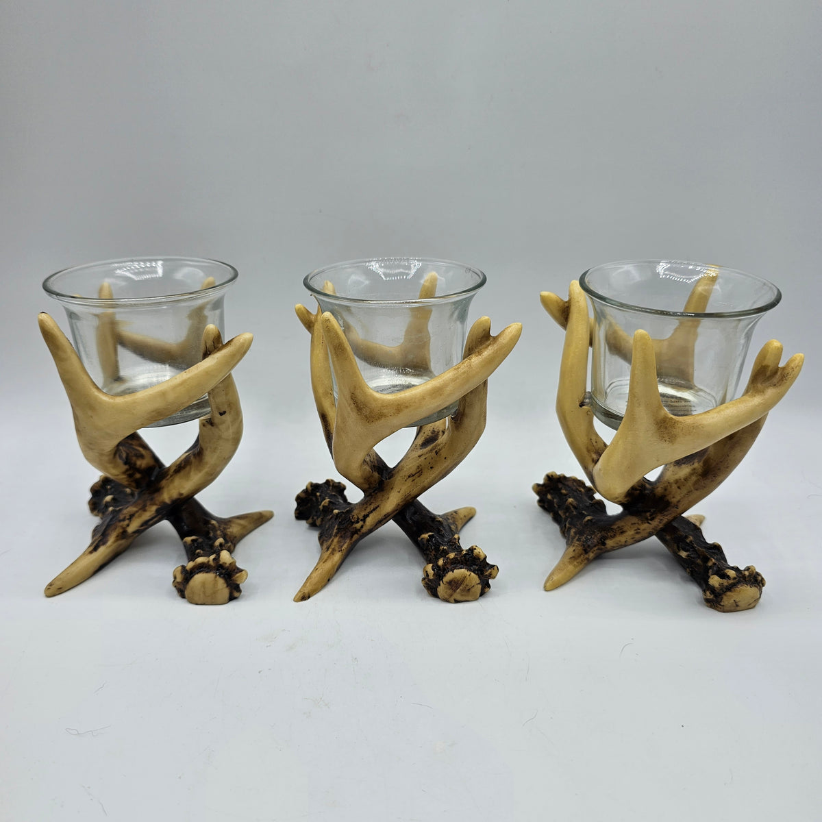 Entwined Antlers Votive Flicker Candle Holders - Set of 3