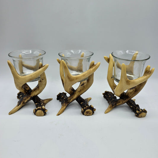 Entwined Antlers Votive Flicker Candle Holders - Set of 3