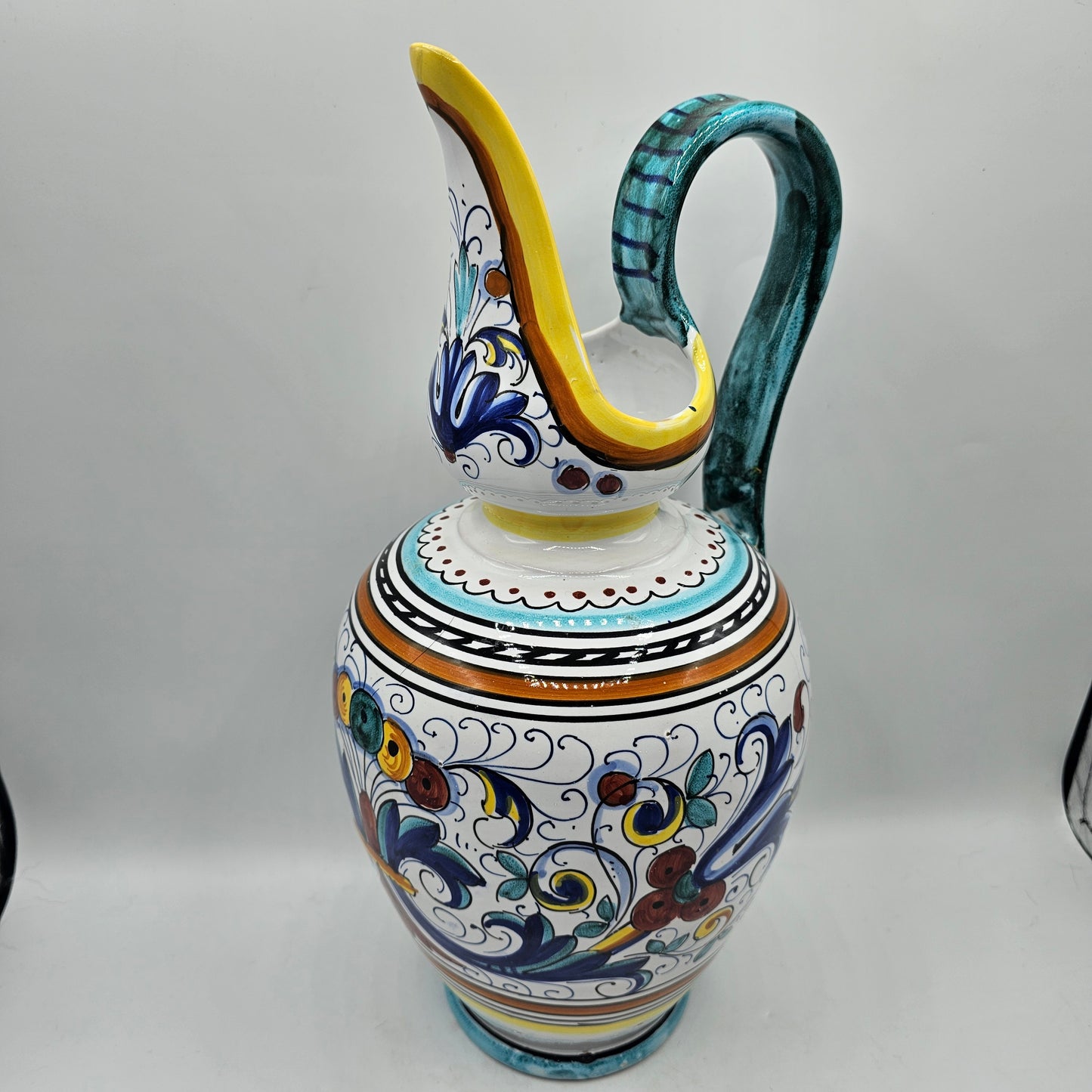 Deruta Italian Pottery 14" Ewer Pitcher - Hand Painted