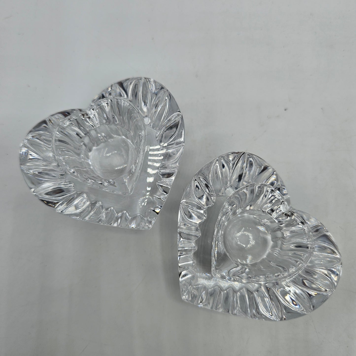 Mikasa Heart Shaped Crystal Taper Candle Holder Pair