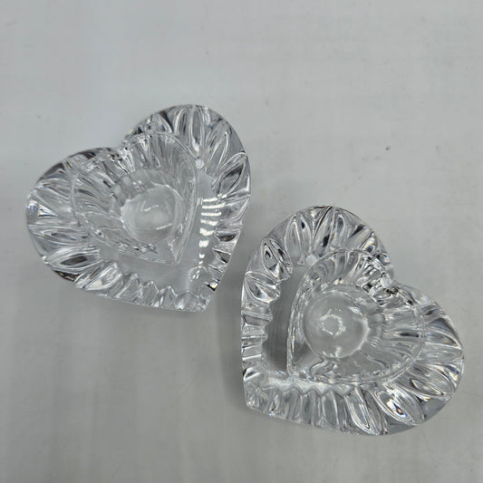 Mikasa Heart Shaped Crystal Taper Candle Holder Pair