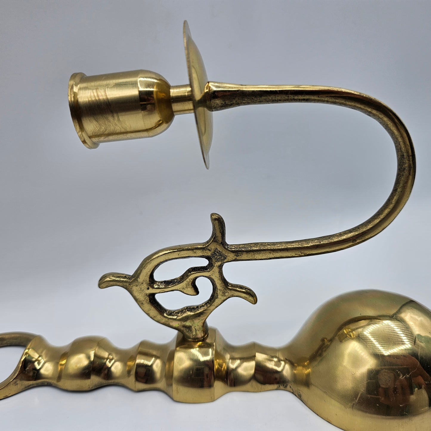 Vintage Brass Wall Sconce for Taper Candle