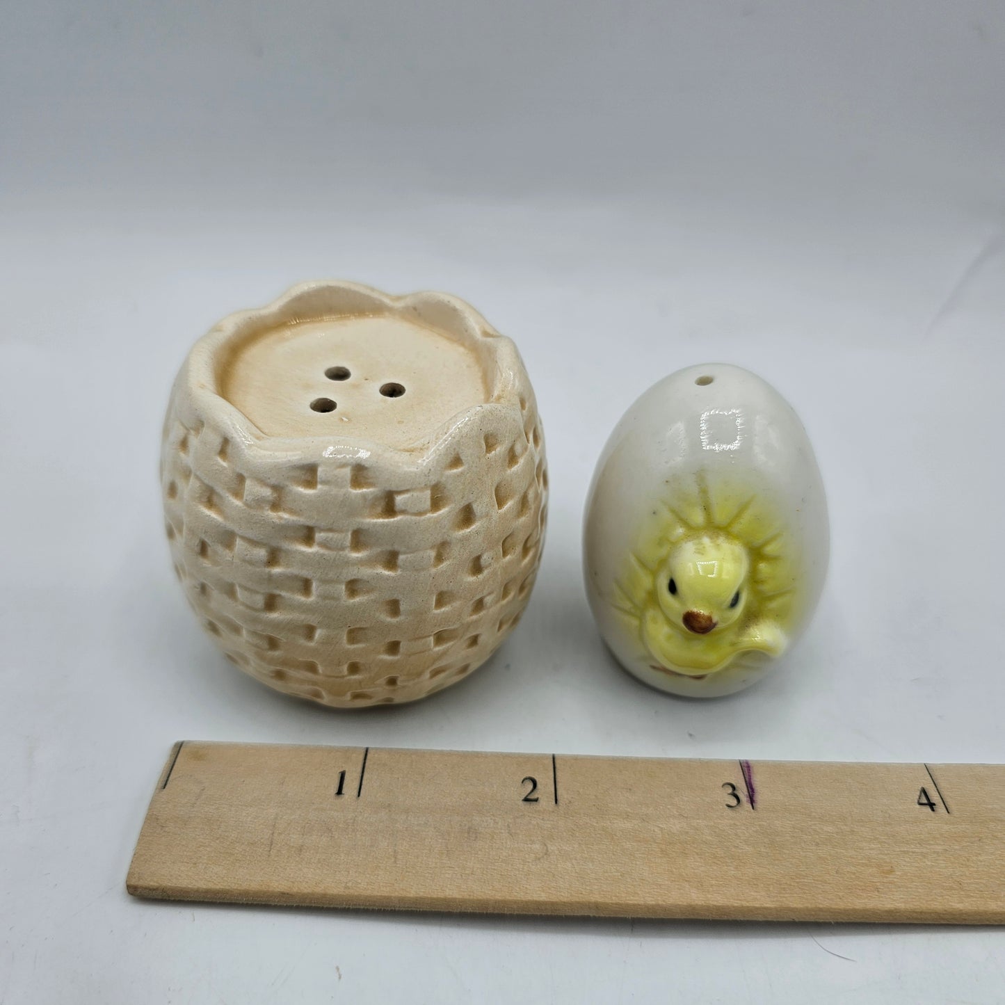 Hatching Chick, Egg and Basket Salt and Pepper Shakers