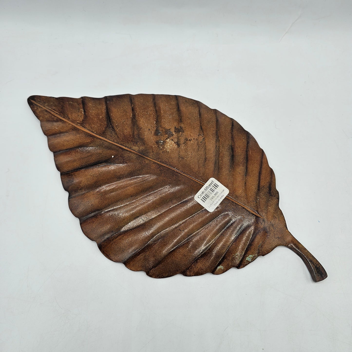 Crate and Barrel Bronze Finish Metal Leaf Shaped Trinket Dish