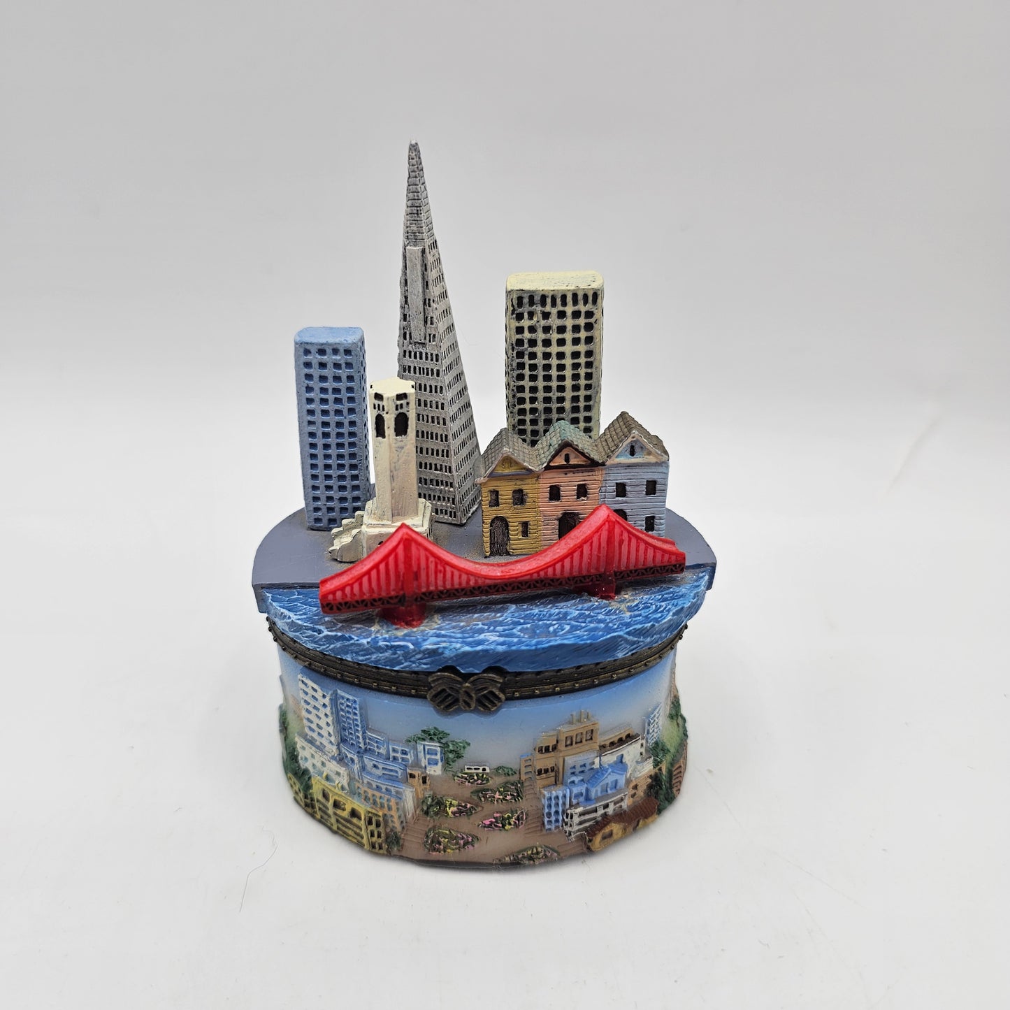 San Francisco Themed Resin Trinket Box with Flag Charm