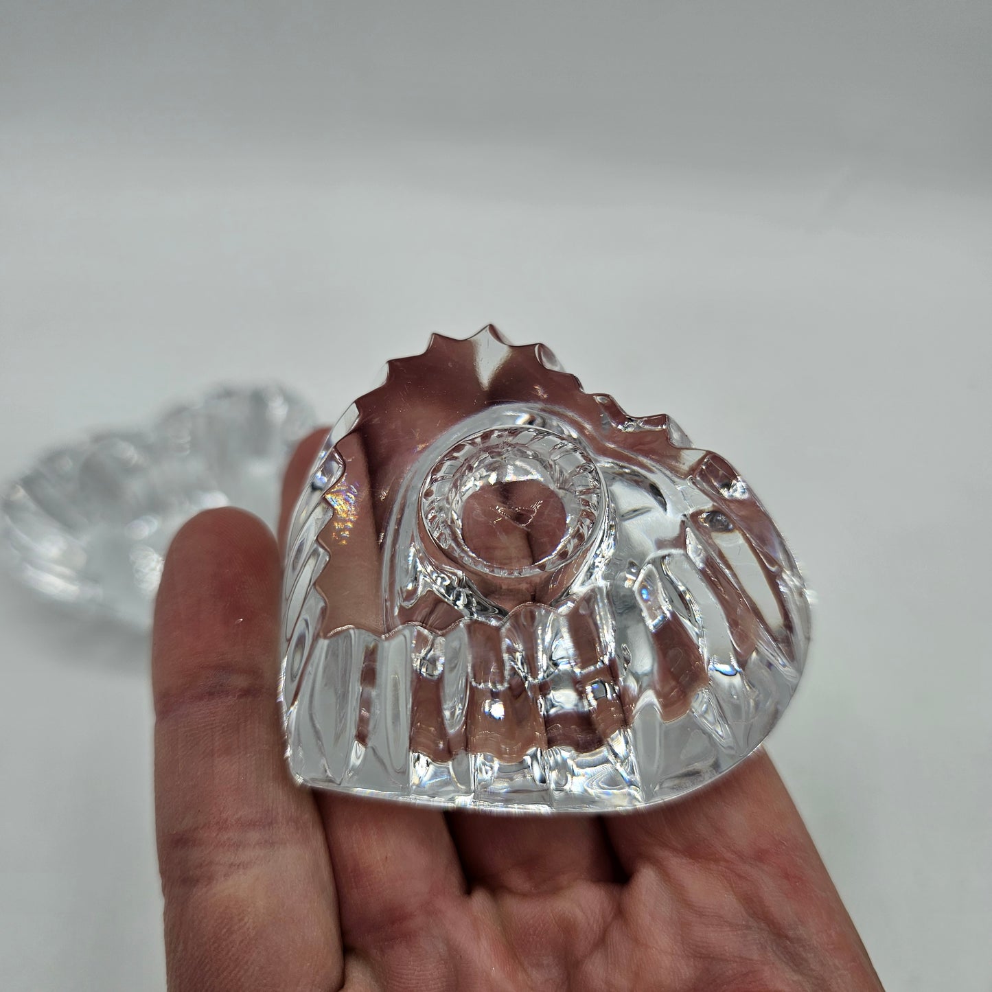 Mikasa Heart Shaped Crystal Taper Candle Holder Pair