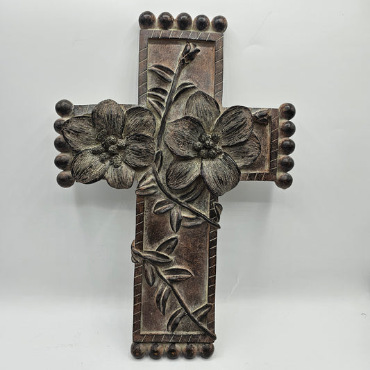 Black Resin Floral Wall Cross
