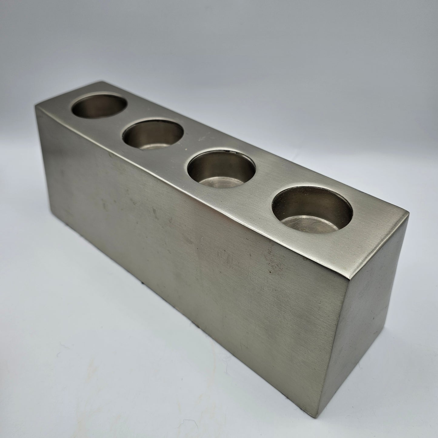 Modern Silver Tone 4-Tea Light Candle Holder Centerpiece