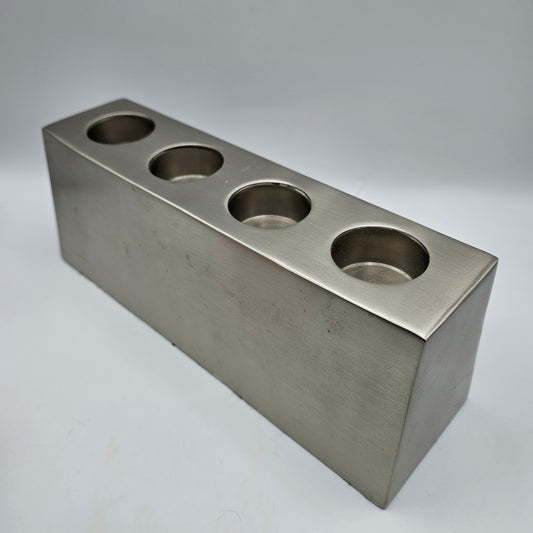 Modern Silver Tone 4-Tea Light Candle Holder Centerpiece