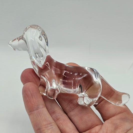 Clear Glass Dacshund Dog Figurine