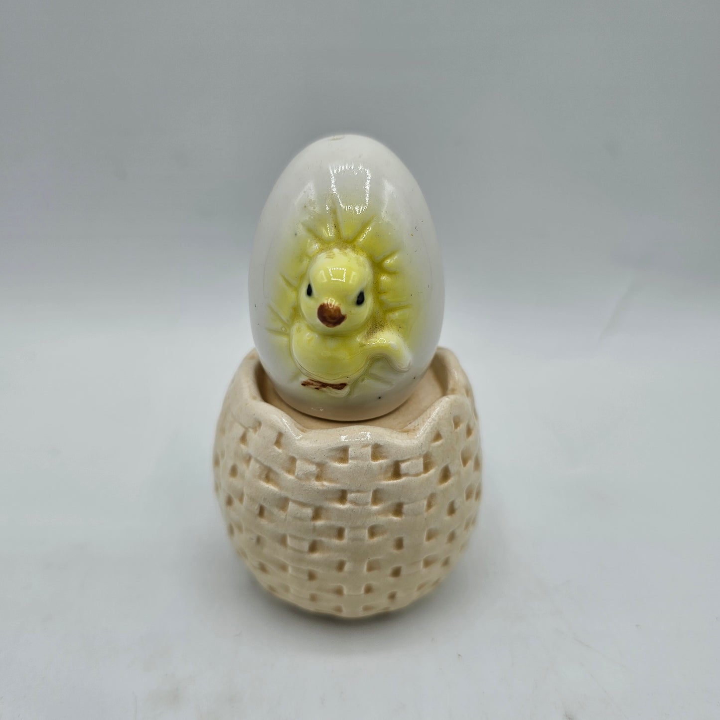 Hatching Chick, Egg and Basket Salt and Pepper Shakers