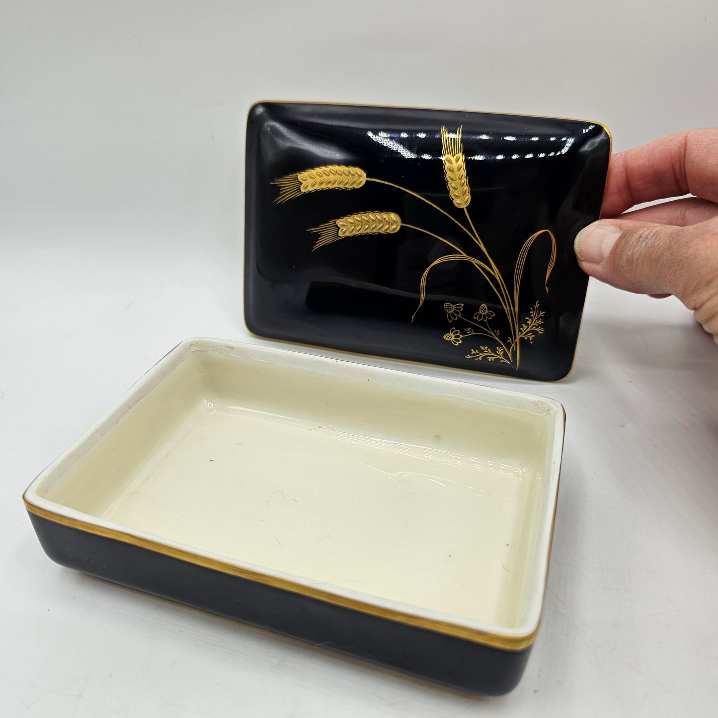 Vintage Alka Bavaria Fine Kobalt Porcelain Rectangular Trinket Box