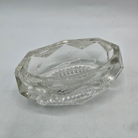 Vintage Oval Faceted Glass Master Salt Dish