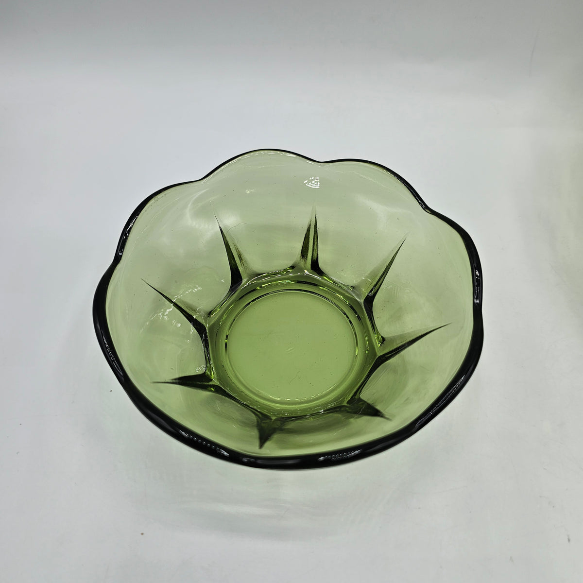 Vintage Anchor Hocking Swedish Modern Avocado Green Glass Chip and Dip Set
