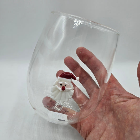 Anthropologie Santa Claus Stemless Wine Glass