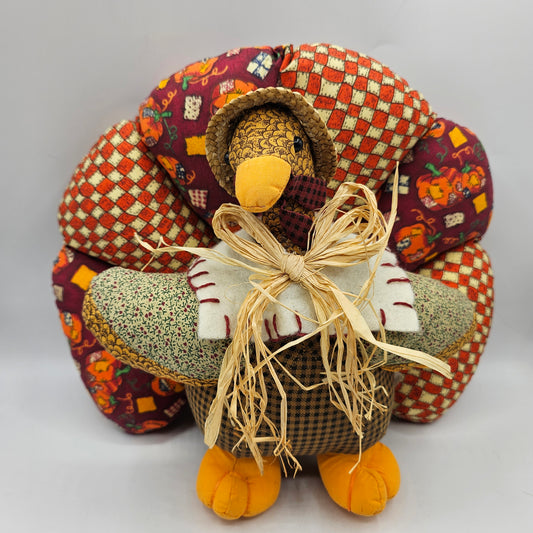 Hand Made Fall Turkey Plush 12"