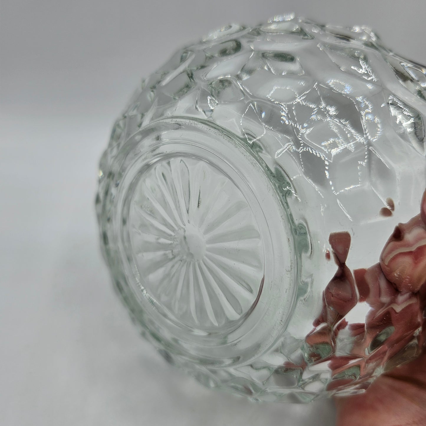 Vintage Fostoria American Pattern Clear Glass Candy or Nut Dish with a Cubist Design and Scalloped Edge