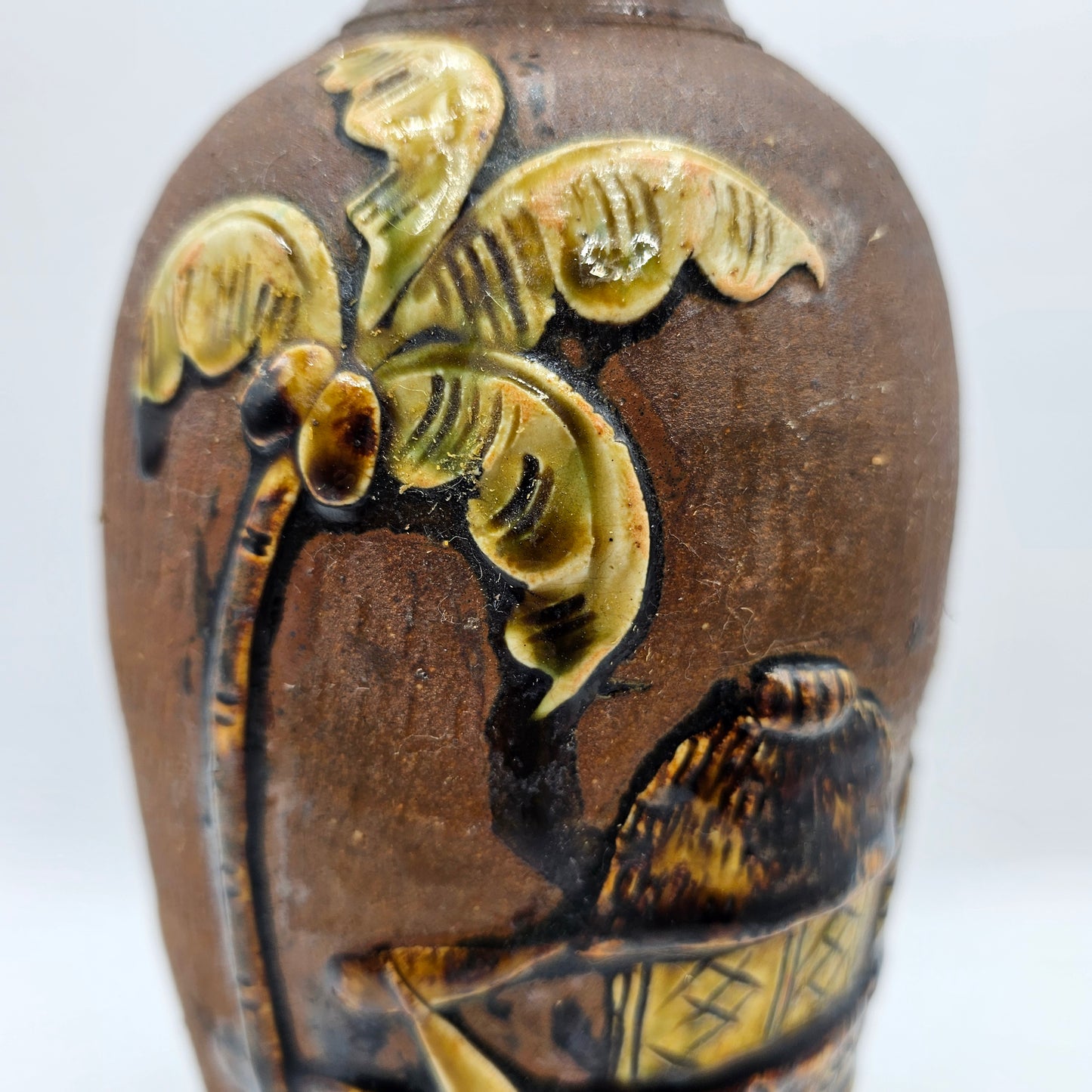 Vintage Japanese Ceramic on Clay Vase