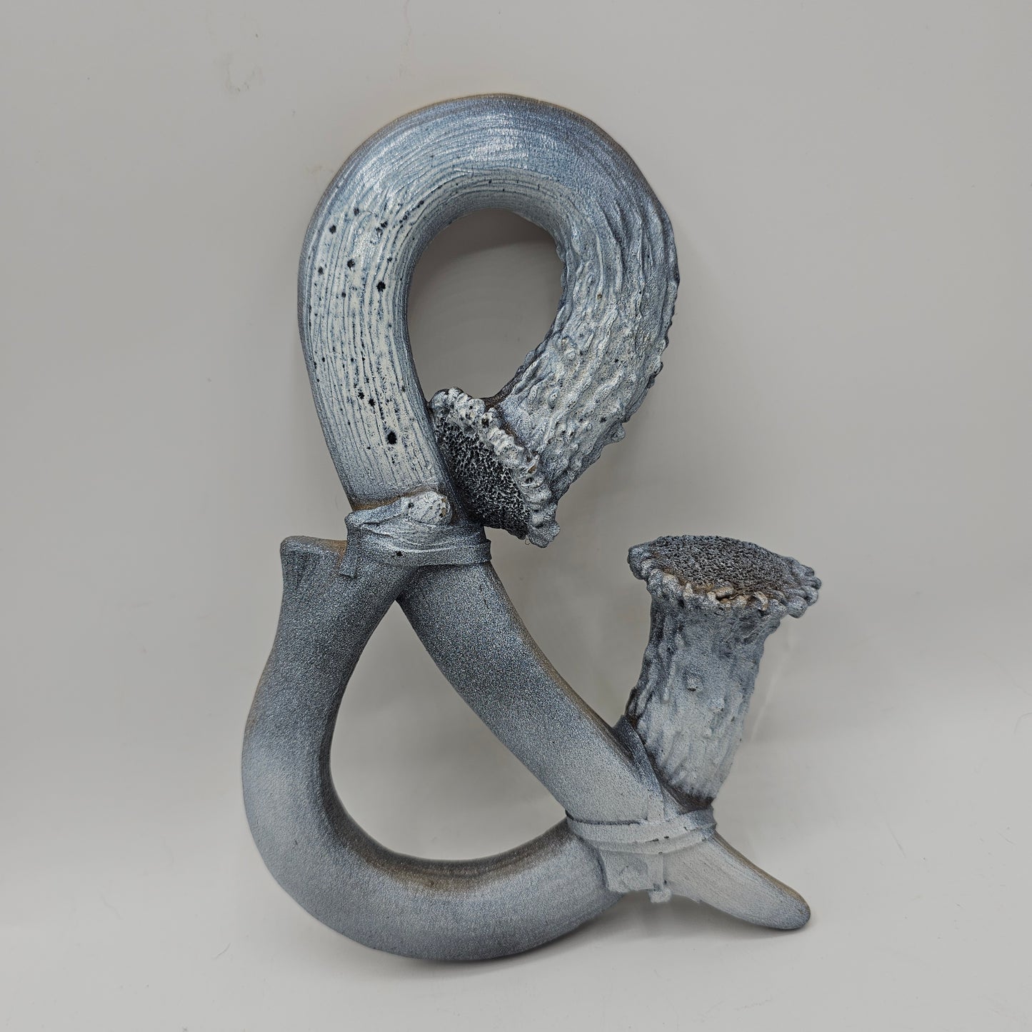 Silver Resin Antler Ampersand Wall Decor with Hook for Hanging