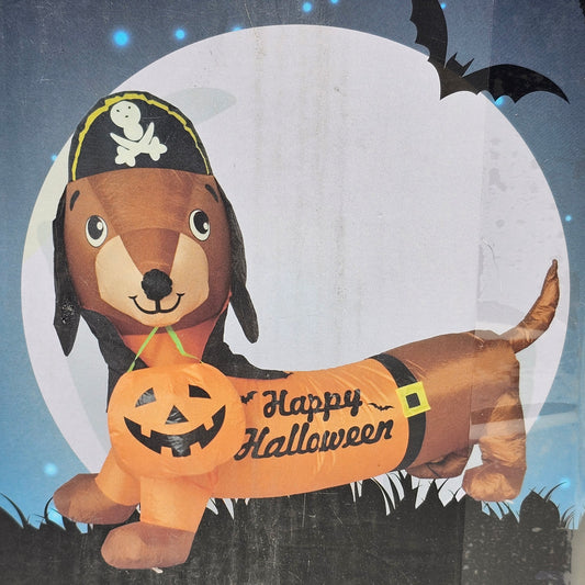 5' Inflatable Halloween Dachshund Dog with Pumpkin Blow Up Decor - Goosh