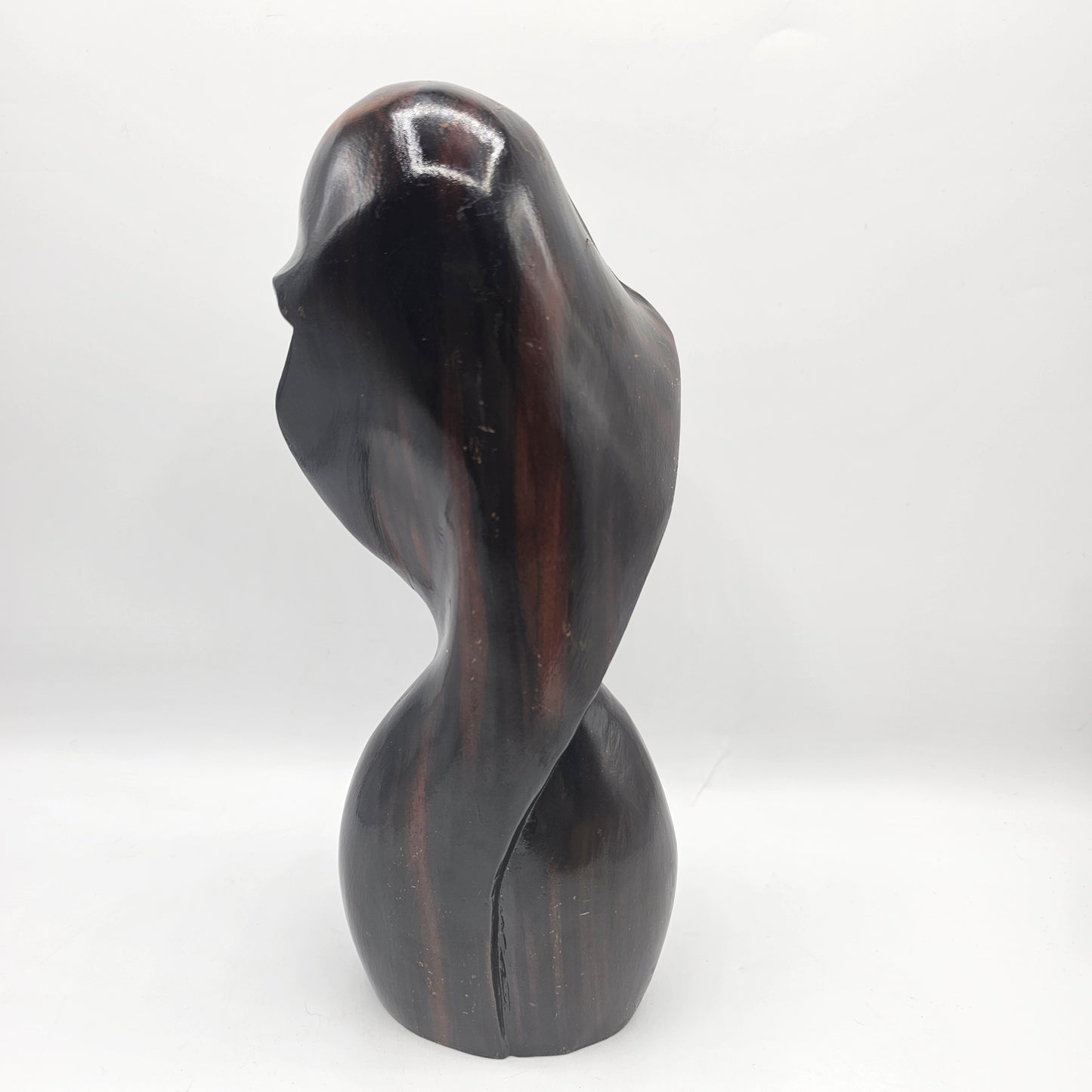 Madonna Carved Wood Bust with High Gloss Glaze