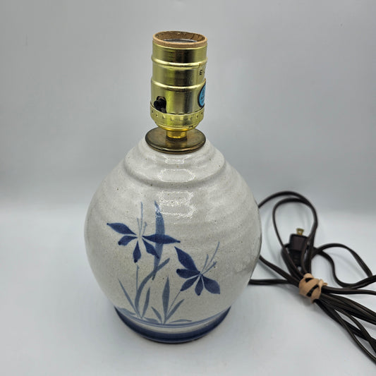 Glazed Pottery Table Lamp with Iris Flower Design - #2