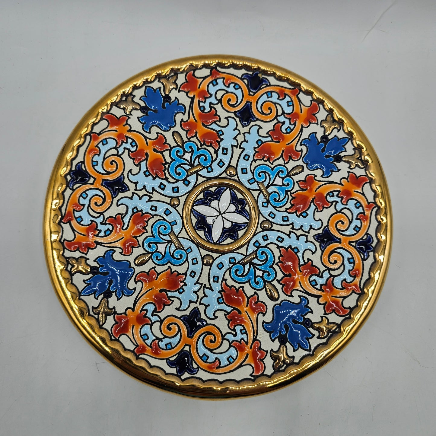 Cearco Cuerda Seca Hand Painted Wall Plaque with 24K Gold - Made in Spain
