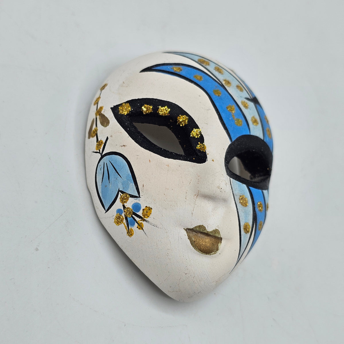Hand Painted Mini Ceramic Venetian Mask Wall Decor with Hanger - Made in Venice, Italy