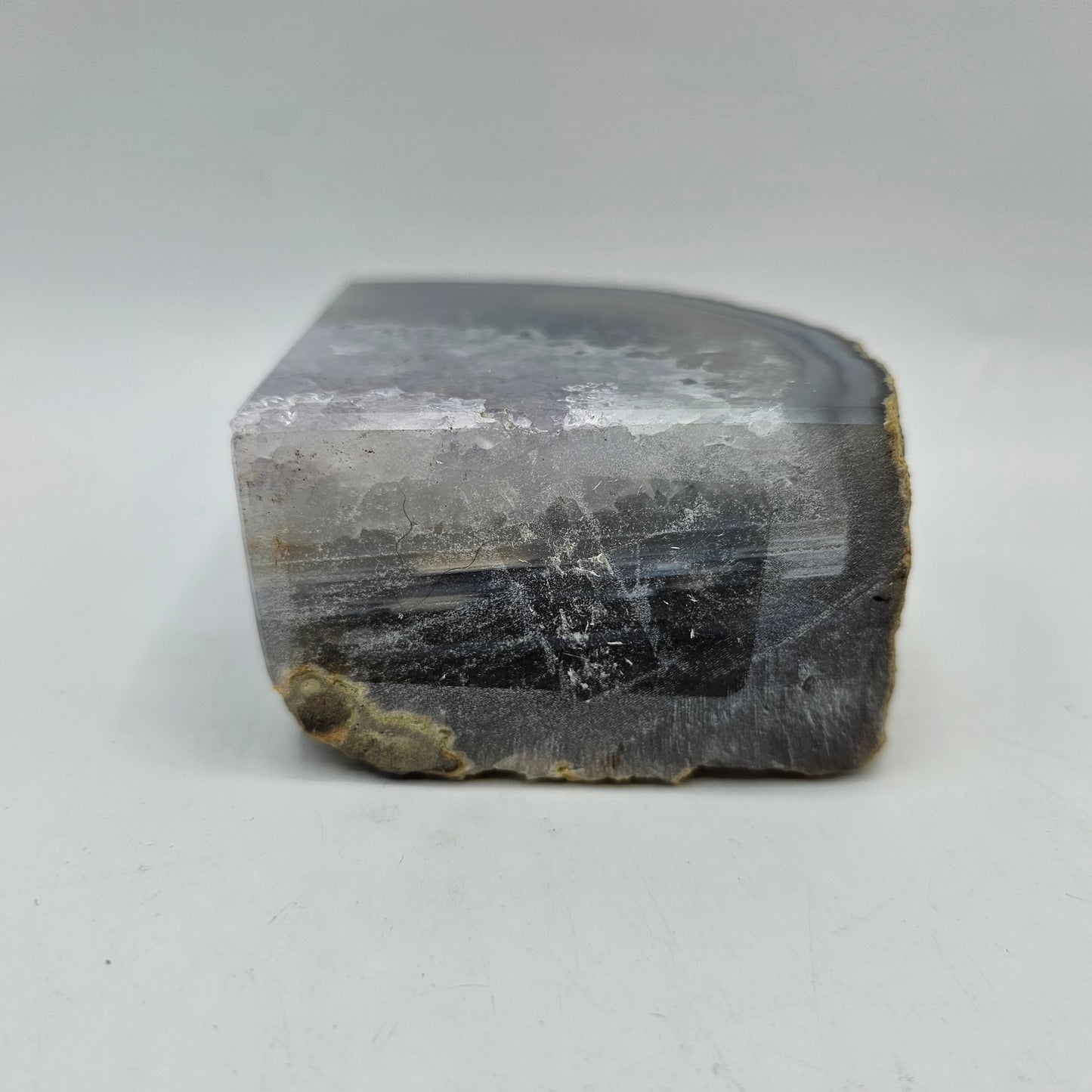 Polished Blue Gray Agate Geode Rock Bookend