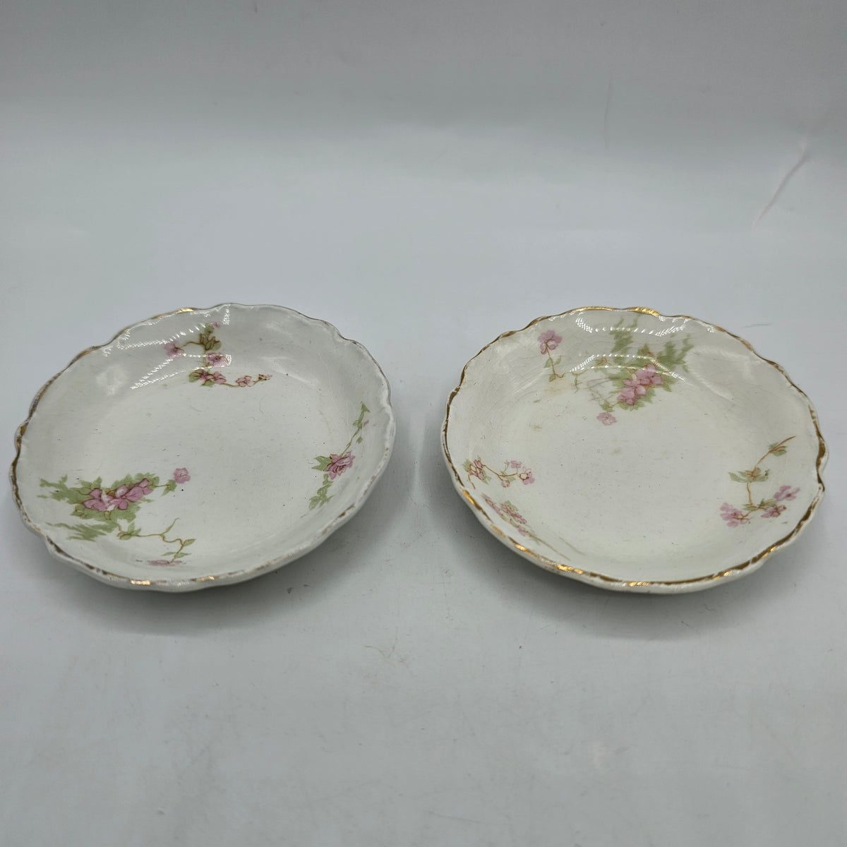 2 Vintage Johnson Bros English Porcelain Butter Pats (crazing noted