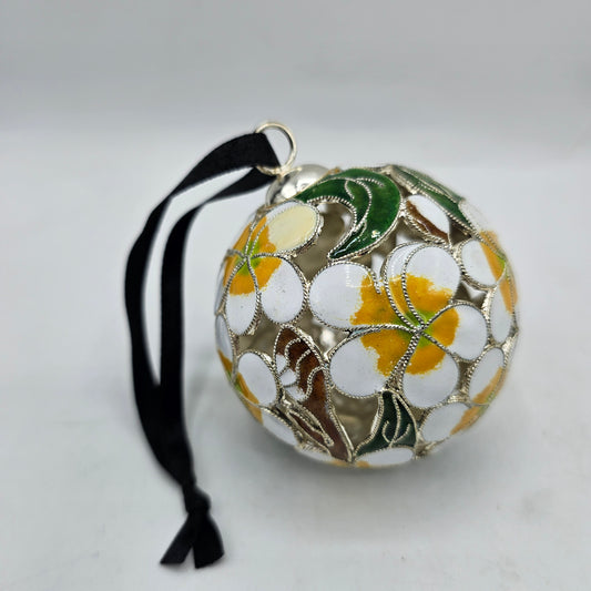 Cloisonne Enamel On Metal Flower Christmas Ball Ornament